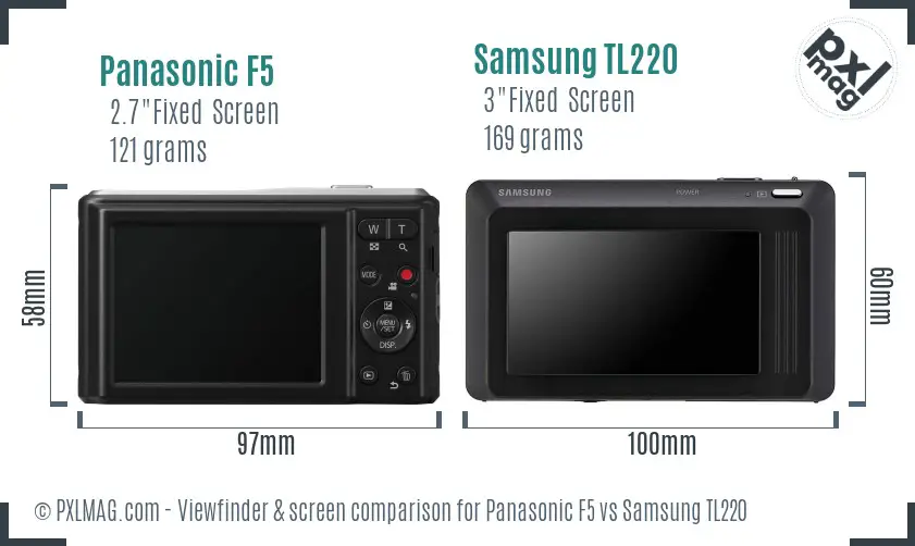 Panasonic F5 vs Samsung TL220 Screen and Viewfinder comparison Panasonic F5 vs Samsung TL220 Screen and Viewfinder comparison