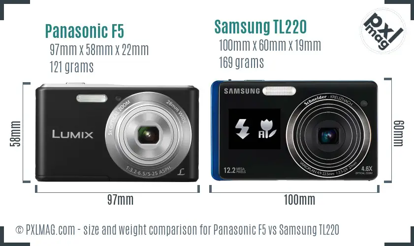 Panasonic F5 vs Samsung TL220 size comparison Panasonic F5 vs Samsung TL220 size comparison