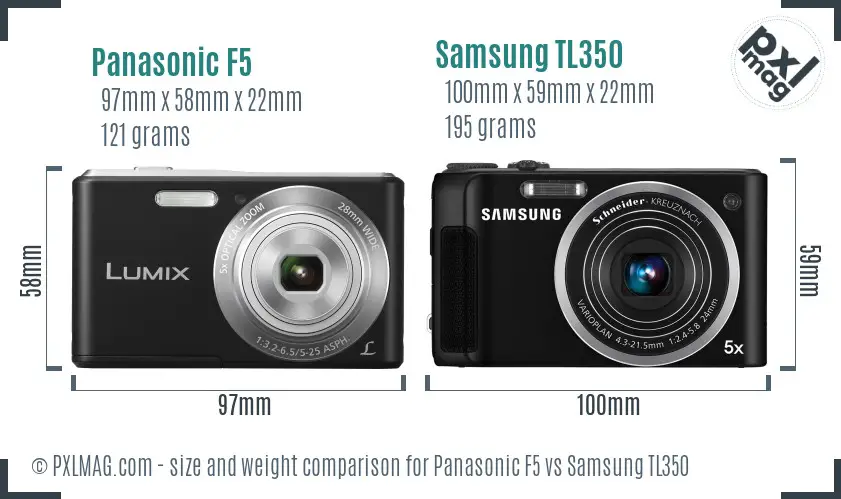 Panasonic F5 vs Samsung TL350 size comparison