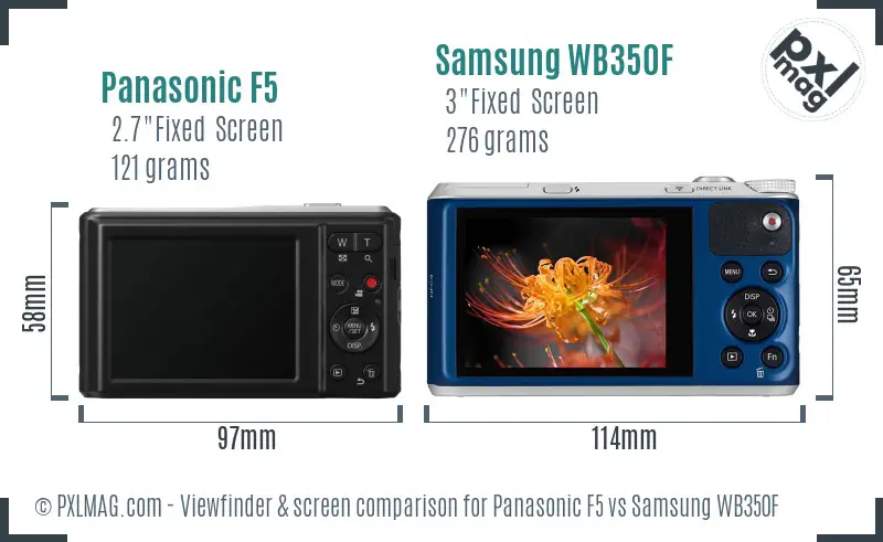 Panasonic F5 vs Samsung WB350F Screen and Viewfinder comparison