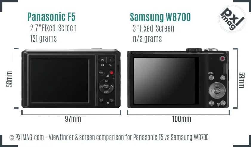 Panasonic F5 vs Samsung WB700 Screen and Viewfinder comparison