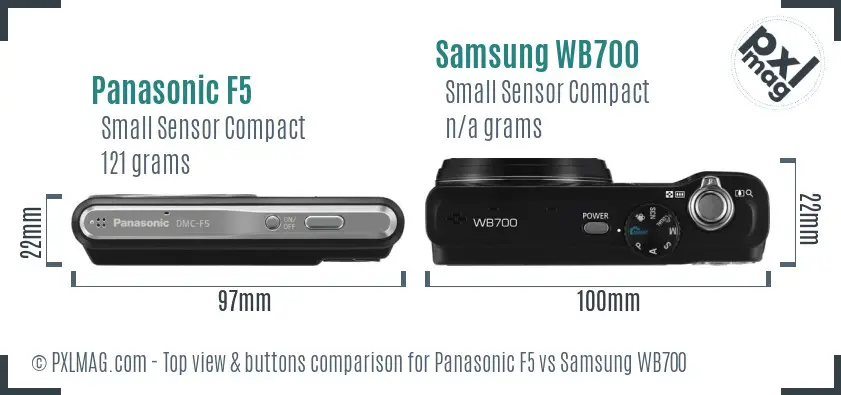 Panasonic F5 vs Samsung WB700 top view buttons comparison