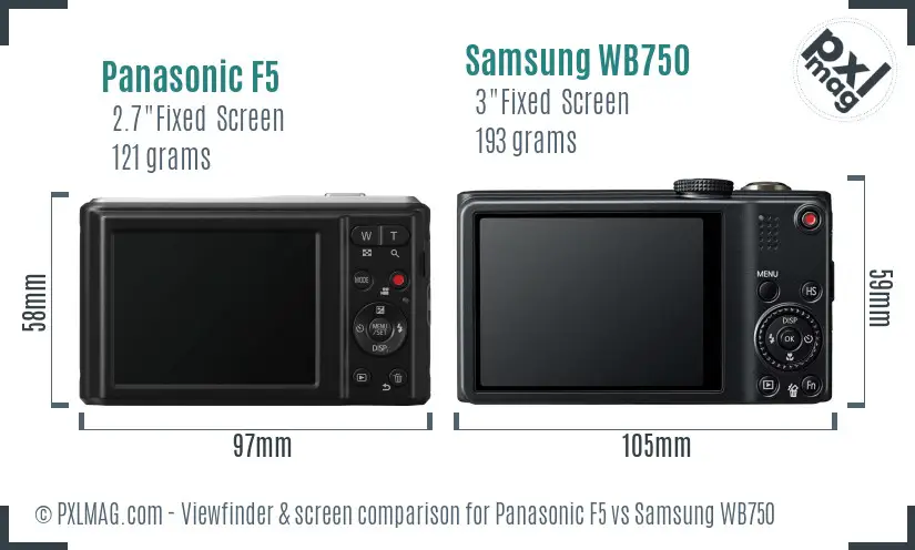 Panasonic F5 vs Samsung WB750 Screen and Viewfinder comparison Panasonic F5 vs Samsung WB750 Screen and Viewfinder comparison