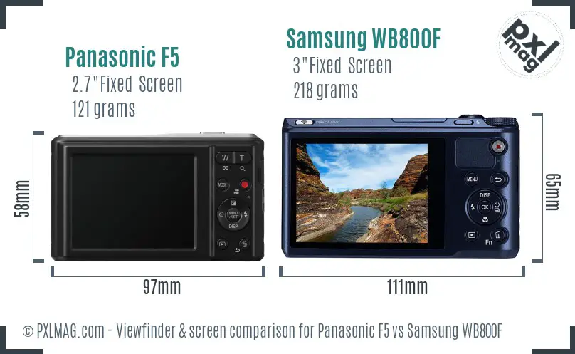 Panasonic F5 vs Samsung WB800F Screen and Viewfinder comparison