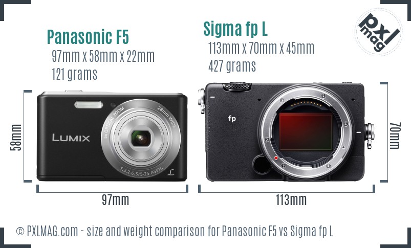 Panasonic F5 vs Sigma fp L size comparison