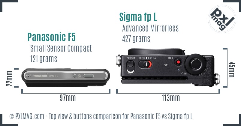 Panasonic F5 vs Sigma fp L top view buttons comparison