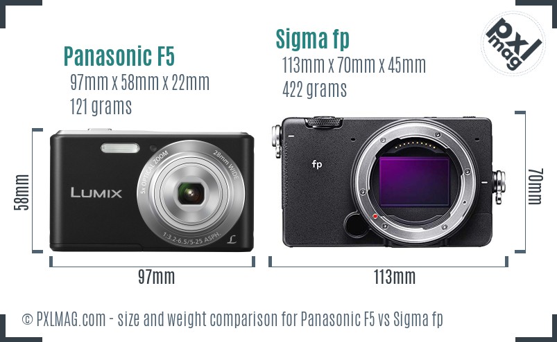 Panasonic F5 vs Sigma fp size comparison