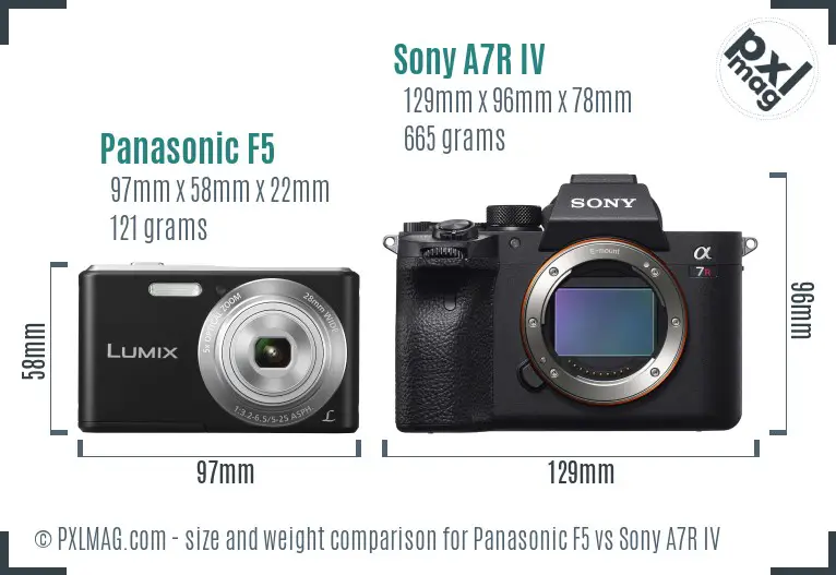 Panasonic F5 vs Sony A7R IV size comparison