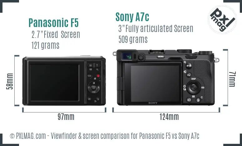 Panasonic F5 vs Sony A7c Screen and Viewfinder comparison
