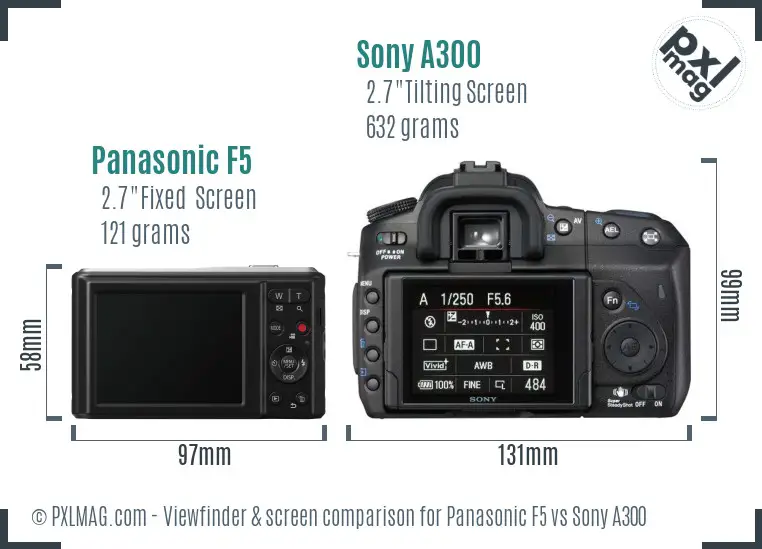 Panasonic F5 vs Sony A300 Screen and Viewfinder comparison