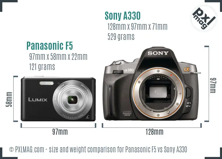 Panasonic F5 vs Sony A330 size comparison