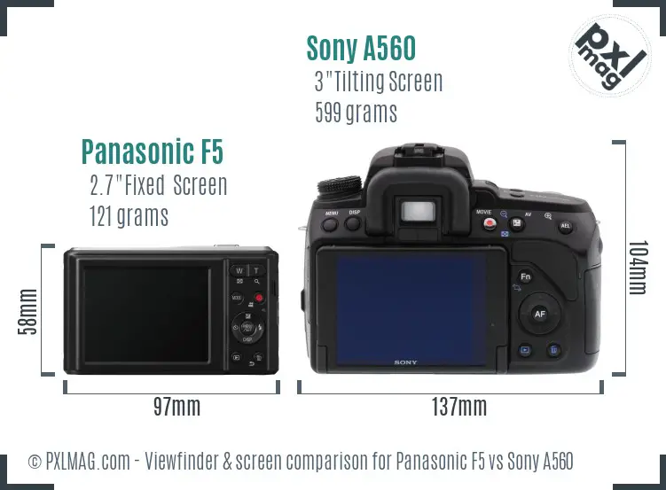 Panasonic F5 vs Sony A560 Screen and Viewfinder comparison