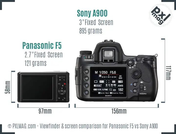 Panasonic F5 vs Sony A900 Screen and Viewfinder comparison