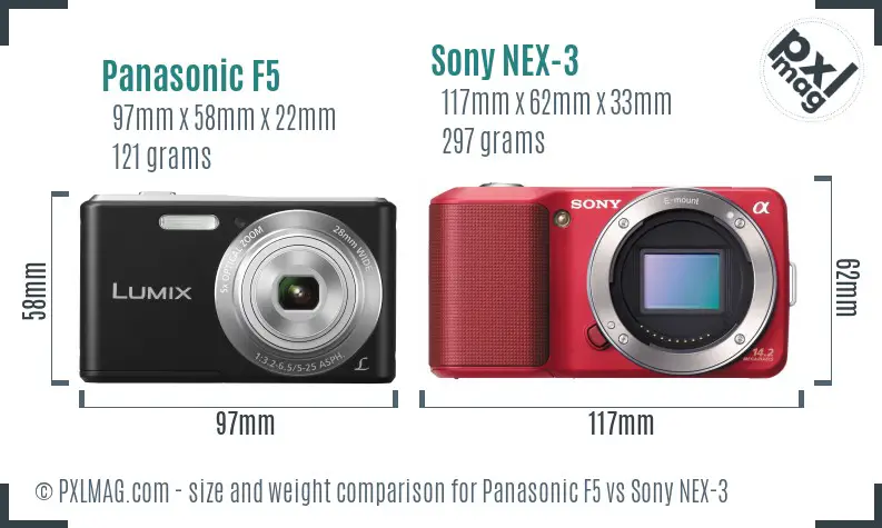 Panasonic F5 vs Sony NEX-3 size comparison