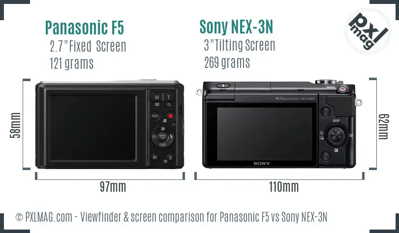 Panasonic F5 vs Sony NEX-3N Screen and Viewfinder comparison