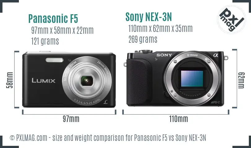 Panasonic F5 vs Sony NEX-3N size comparison