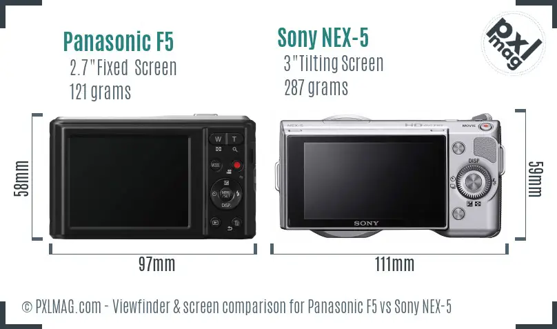 Panasonic F5 vs Sony NEX-5 Screen and Viewfinder comparison