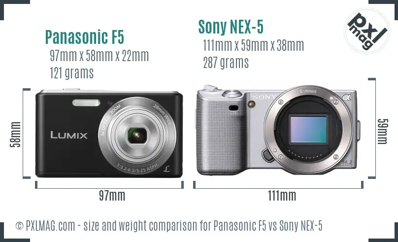 Panasonic F5 vs Sony NEX-5 size comparison