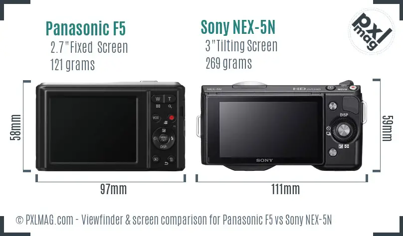 Panasonic F5 vs Sony NEX-5N Screen and Viewfinder comparison