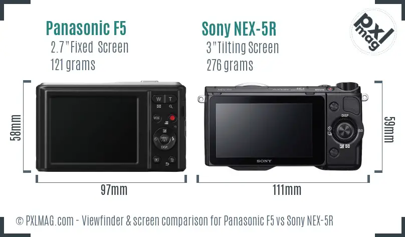 Panasonic F5 vs Sony NEX-5R Screen and Viewfinder comparison