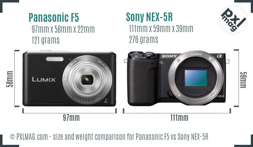 Panasonic F5 vs Sony NEX-5R size comparison