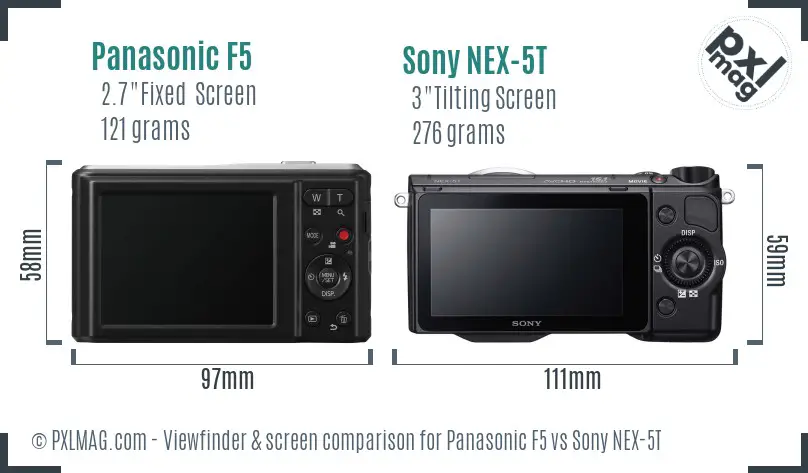 Panasonic F5 vs Sony NEX-5T Screen and Viewfinder comparison