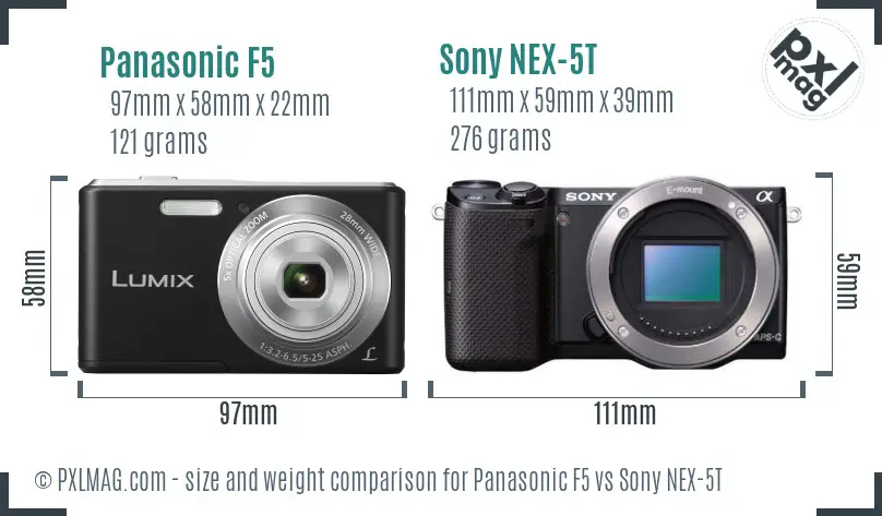 Panasonic F5 vs Sony NEX-5T size comparison