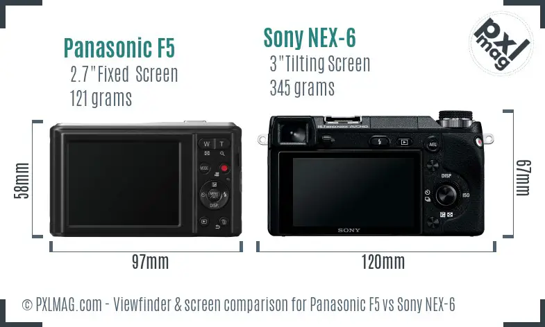 Panasonic F5 vs Sony NEX-6 Screen and Viewfinder comparison
