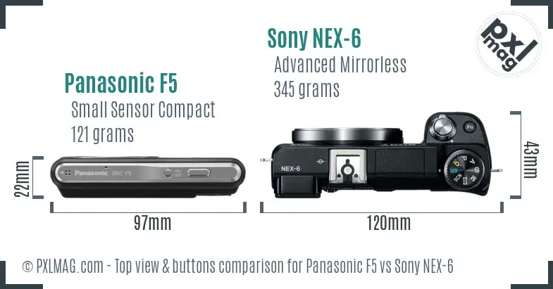 Panasonic F5 vs Sony NEX-6 top view buttons comparison