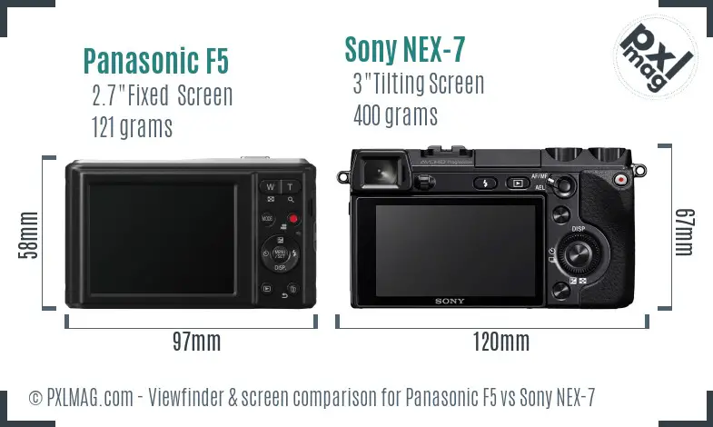 Panasonic F5 vs Sony NEX-7 Screen and Viewfinder comparison
