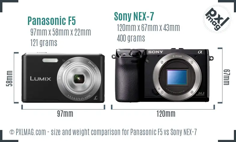 Panasonic F5 vs Sony NEX-7 size comparison