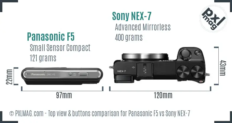 Panasonic F5 vs Sony NEX-7 top view buttons comparison