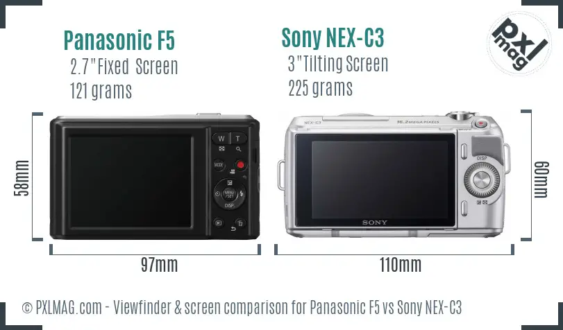 Panasonic F5 vs Sony NEX-C3 Screen and Viewfinder comparison