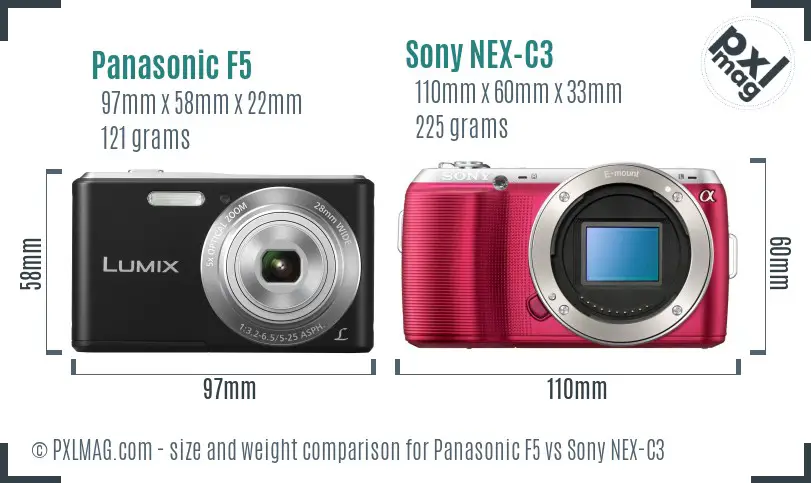 Panasonic F5 vs Sony NEX-C3 size comparison