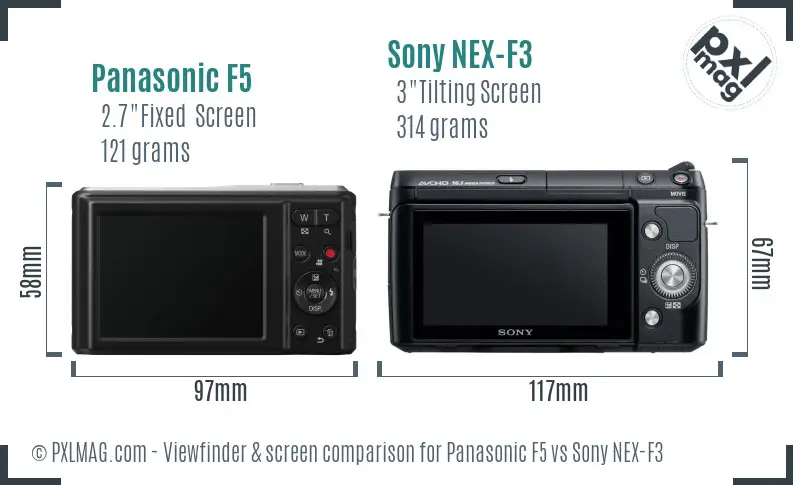 Panasonic F5 vs Sony NEX-F3 Screen and Viewfinder comparison