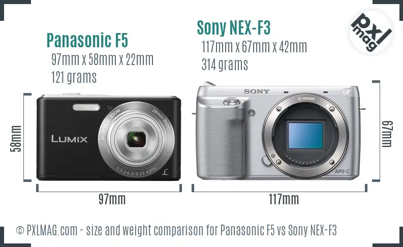 Panasonic F5 vs Sony NEX-F3 size comparison
