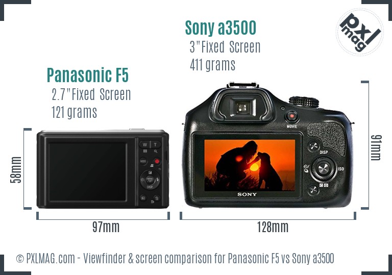 Panasonic F5 vs Sony a3500 Screen and Viewfinder comparison