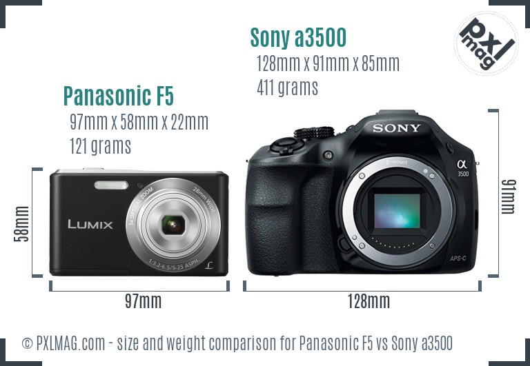 Panasonic F5 vs Sony a3500 size comparison