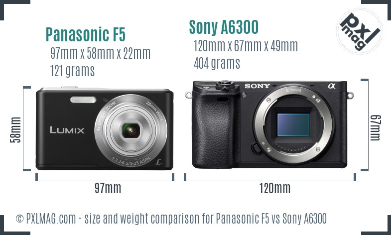 Panasonic F5 vs Sony A6300 size comparison