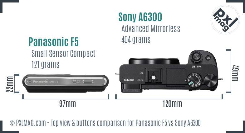 Panasonic F5 vs Sony A6300 top view buttons comparison