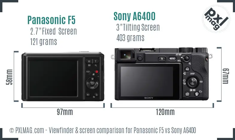 Panasonic F5 vs Sony A6400 Screen and Viewfinder comparison