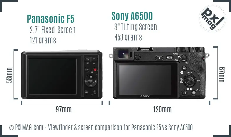 Panasonic F5 vs Sony A6500 Screen and Viewfinder comparison
