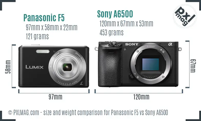 Panasonic F5 vs Sony A6500 size comparison
