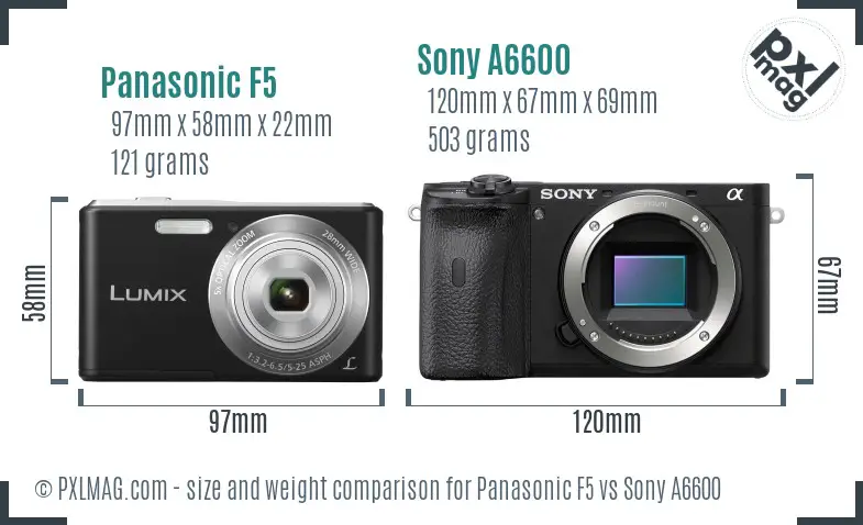 Panasonic F5 vs Sony A6600 size comparison
