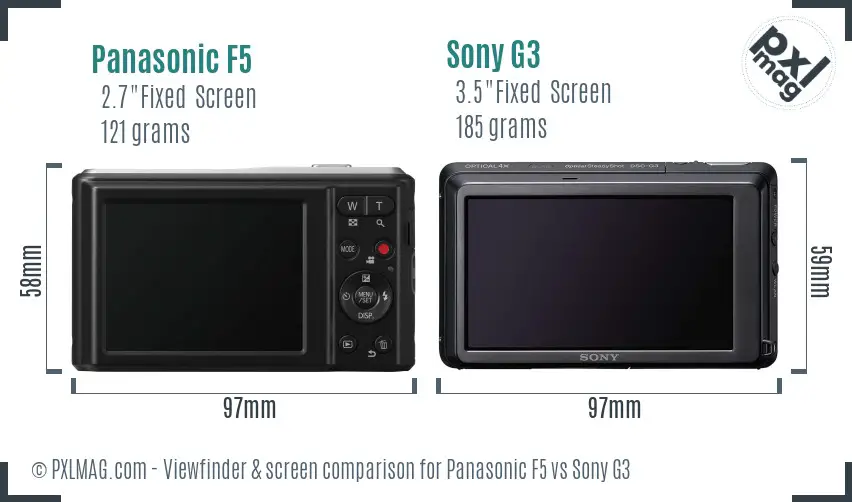 Panasonic F5 vs Sony G3 Screen and Viewfinder comparison