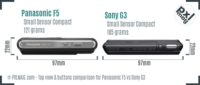 Panasonic F5 vs Sony G3 top view buttons comparison