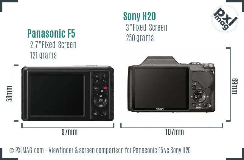 Panasonic F5 vs Sony H20 Screen and Viewfinder comparison
