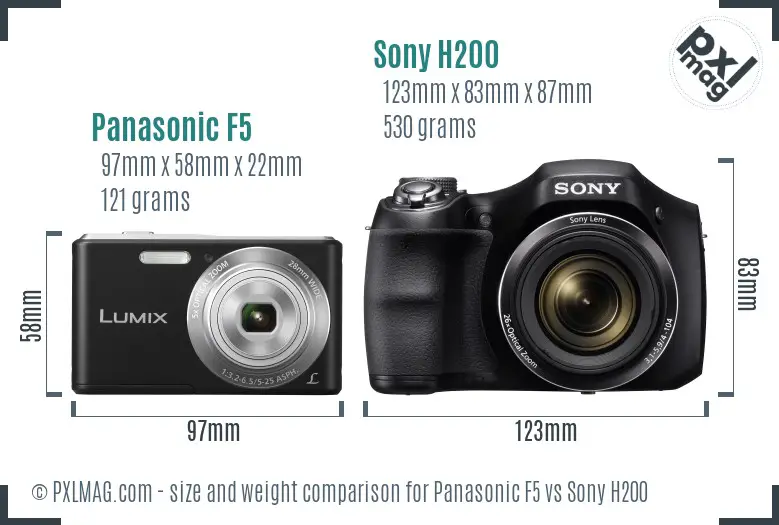 Panasonic F5 vs Sony H200 size comparison