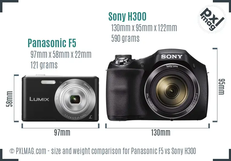 Panasonic F5 vs Sony H300 size comparison