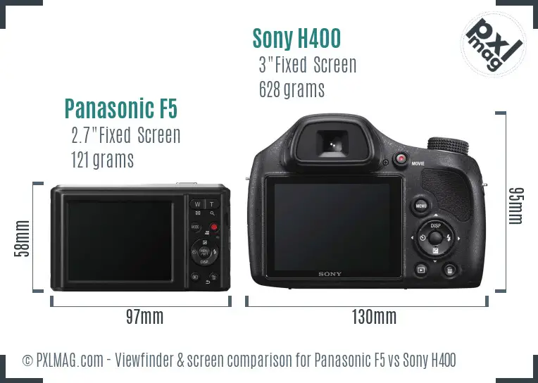 Panasonic F5 vs Sony H400 Screen and Viewfinder comparison